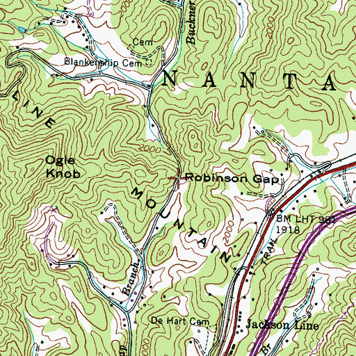 Topographic Map of Robinson Gap, NC