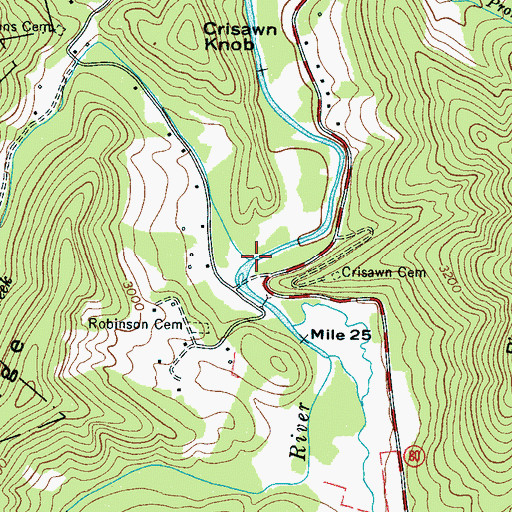 Topographic Map of Rock Creek, NC