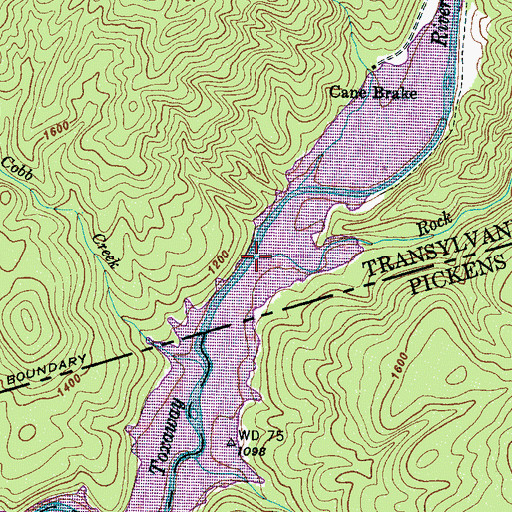 Topographic Map of Rock Creek, NC