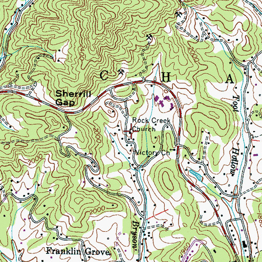 Topographic Map of Rock Creek Church, NC