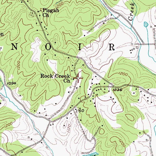 Topographic Map of Rock Creek Church, NC