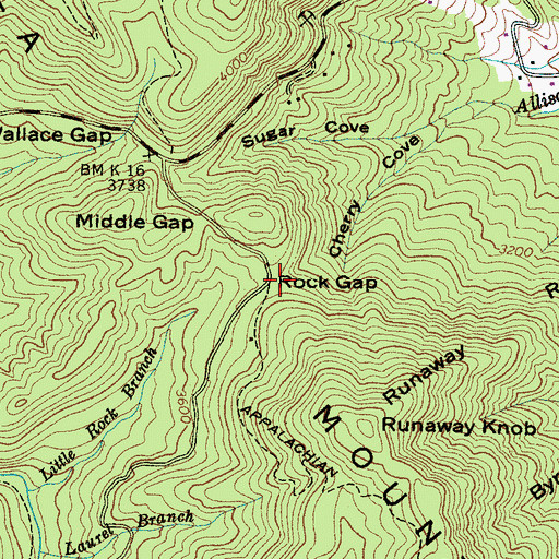Topographic Map of Rock Gap, NC