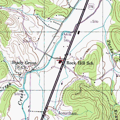 Topographic Map of Rock Hill School, NC
