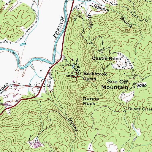 Topographic Map of Rockbrook Camp, NC