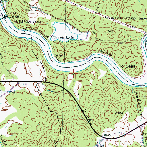 Topographic Map of Rocky Branch, NC