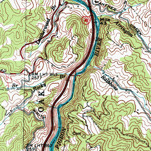 Topographic Map of Rocky Branch, NC