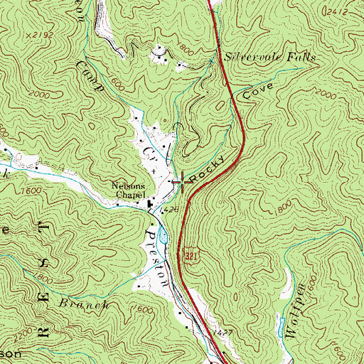 Topographic Map of Rocky Cove, NC