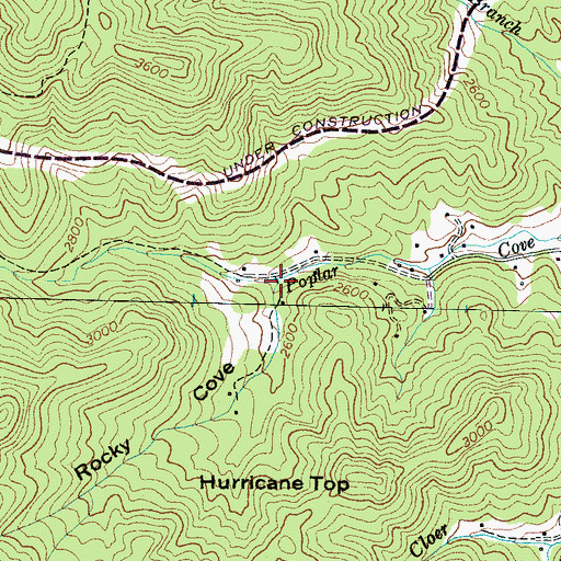 Topographic Map of Rocky Cove, NC
