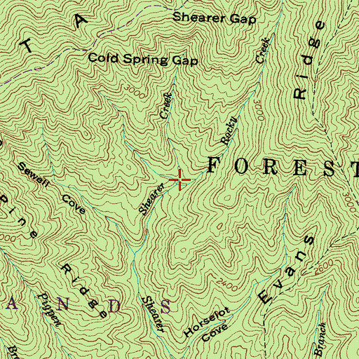 Topographic Map of Rocky Creek, NC
