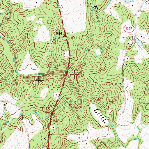 Topographic Map of Rocky Creek, NC