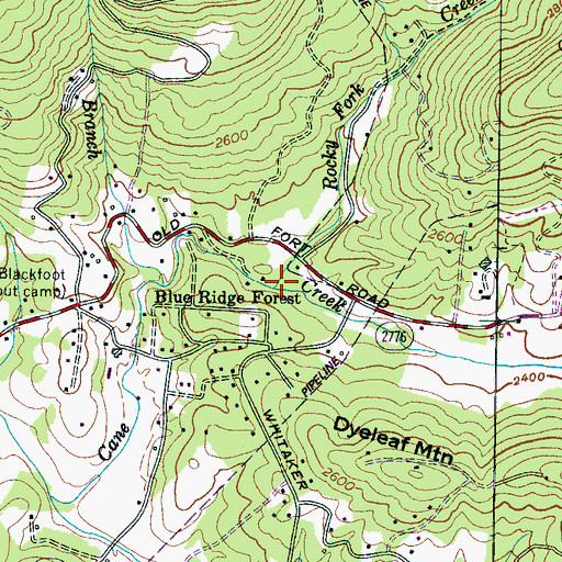 Topographic Map of Rocky Creek, NC