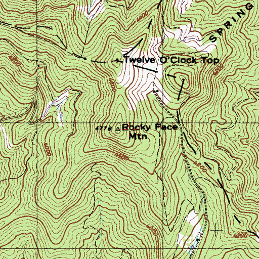 Topographic Map of Rocky Face Mountain, NC