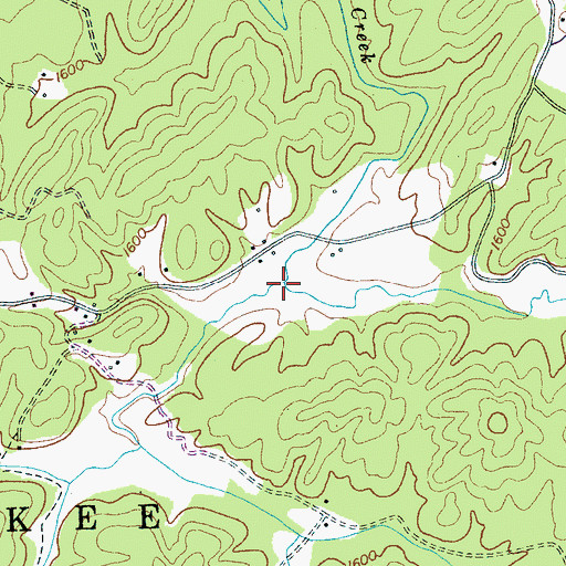 Topographic Map of Rocky Ford Creek, TN