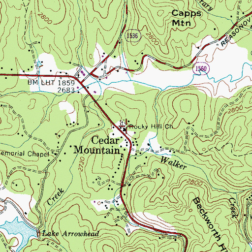 Topographic Map of Rocky Hill Church, NC