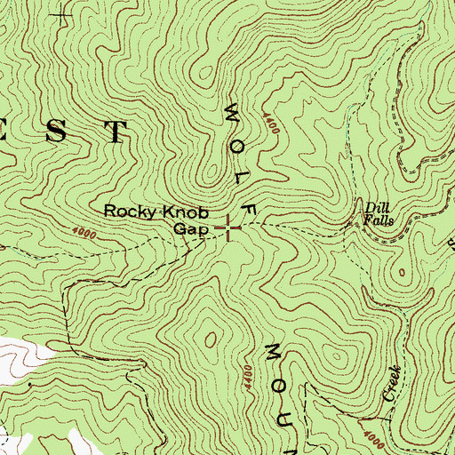 Topographic Map of Rocky Knob Gap, NC