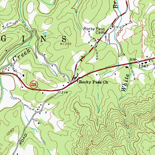 Topographic Map of Rocky Pass Church, NC