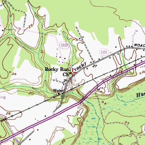 Topographic Map of Rocky Run Church, NC