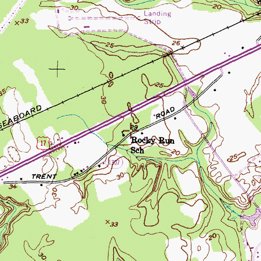 Topographic Map of Rocky Run School, NC