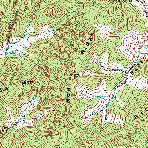 Topographic Map of Rod Ridge, NC