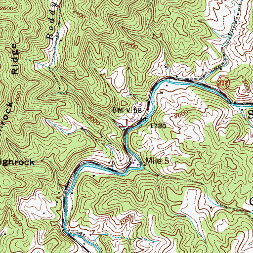 Topographic Map of Roddy Branch, NC