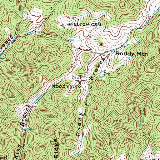 Topographic Map of Roddy Cemetery, NC