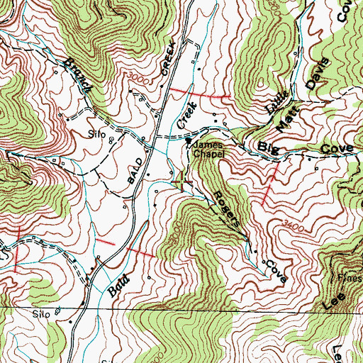 Topographic Map of Rogers Cove, NC