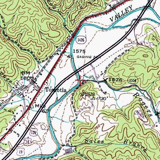 Topographic Map of Rogers Creek, NC