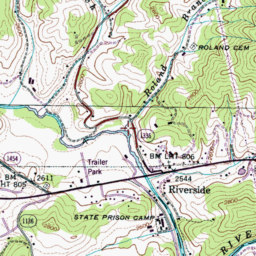 Topographic Map of Roland Branch, NC