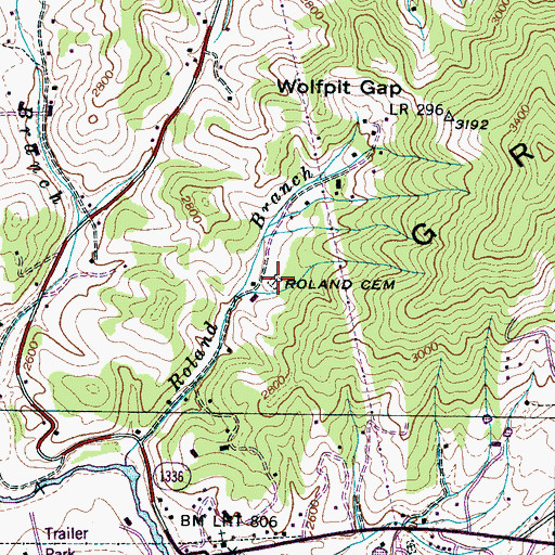 Topographic Map of Roland Cemetery, NC