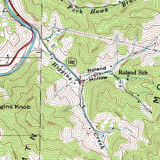 Topographic Map of Roland Hollow, NC