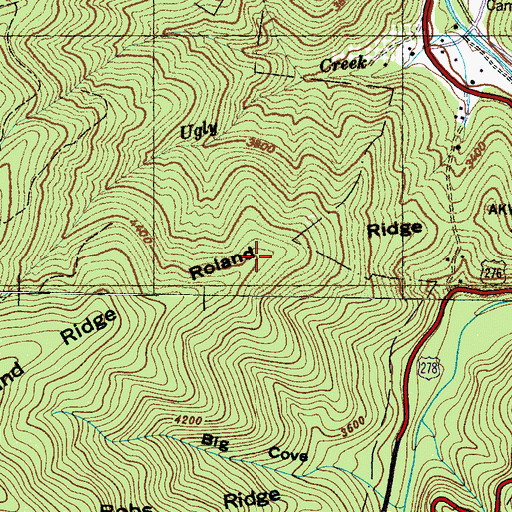 Topographic Map of Roland Ridge, NC