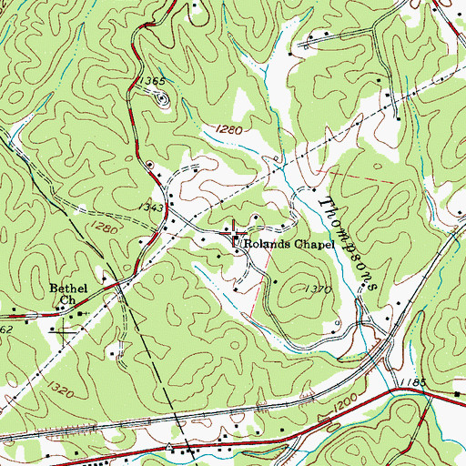 Topographic Map of Rolands Chapel, NC