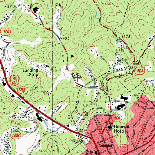 Topographic Map of Rose Chapel, NC