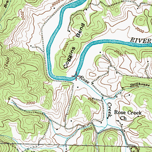 Topographic Map of Rose Creek, NC