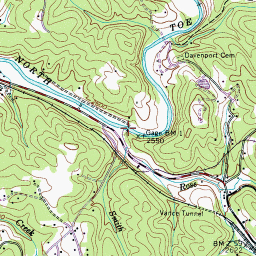 Topographic Map of Roses Creek, NC