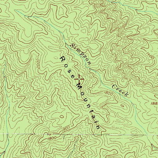 Topographic Map of Rose Mountain, NC