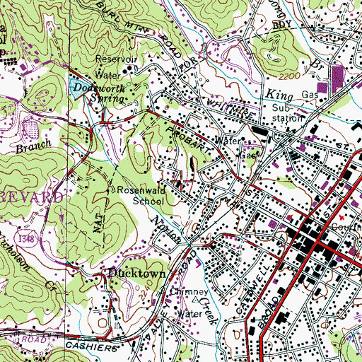 Topographic Map of Rosenwald School, NC