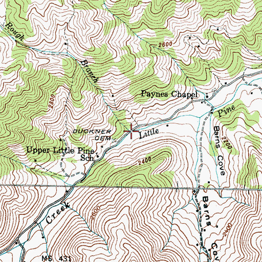 Topographic Map of Rough Branch, NC