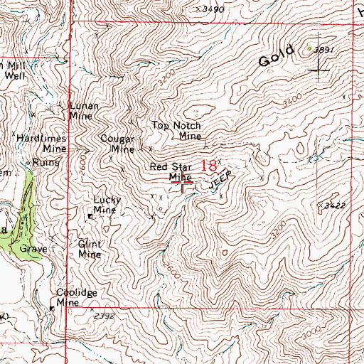 Topographic Map of Red Star Mine, AZ