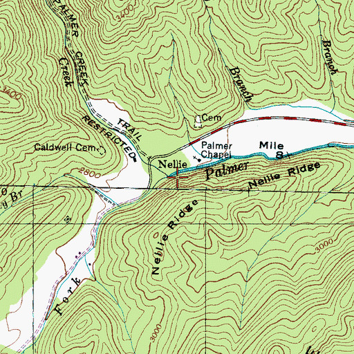 Topographic Map of Rough Fork, NC