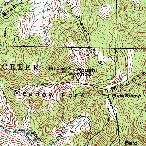 Topographic Map of Rough Knob, NC