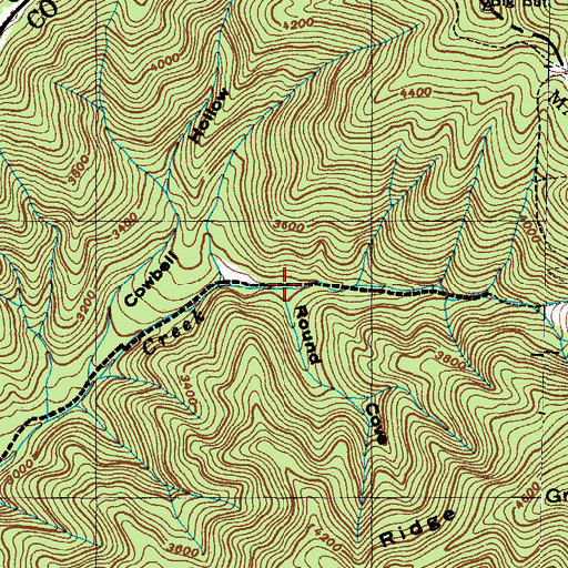 Topographic Map of Round Cove, NC