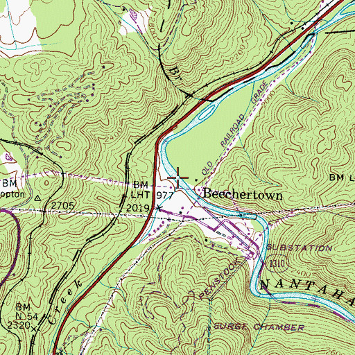 Topographic Map of Rowlin Creek, NC