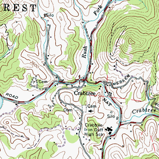 Topographic Map of Rush Fork, NC