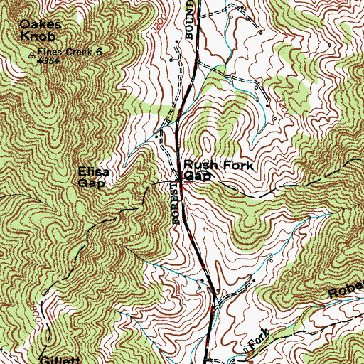 Topographic Map of Rush Fork Gap, NC