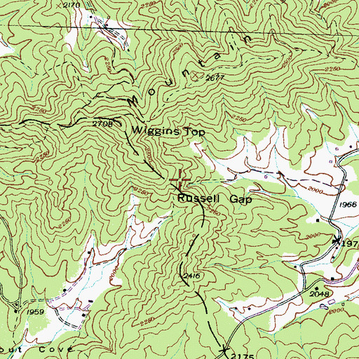 Topographic Map of Russell Gap, NC