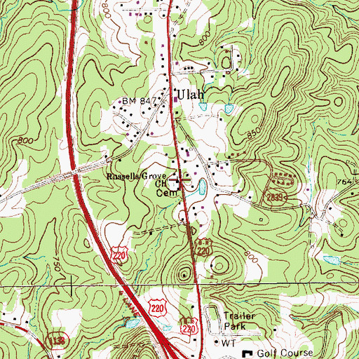 Topographic Map of Russells Grove Church, NC