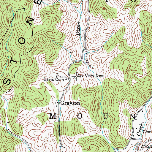 Topographic Map of Rye Cove Cemetery, NC