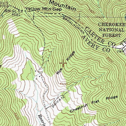 Topographic Map of Rye Ridge, NC