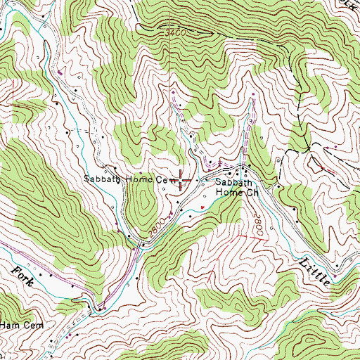 Topographic Map of Sabbath Home Cemetery, NC